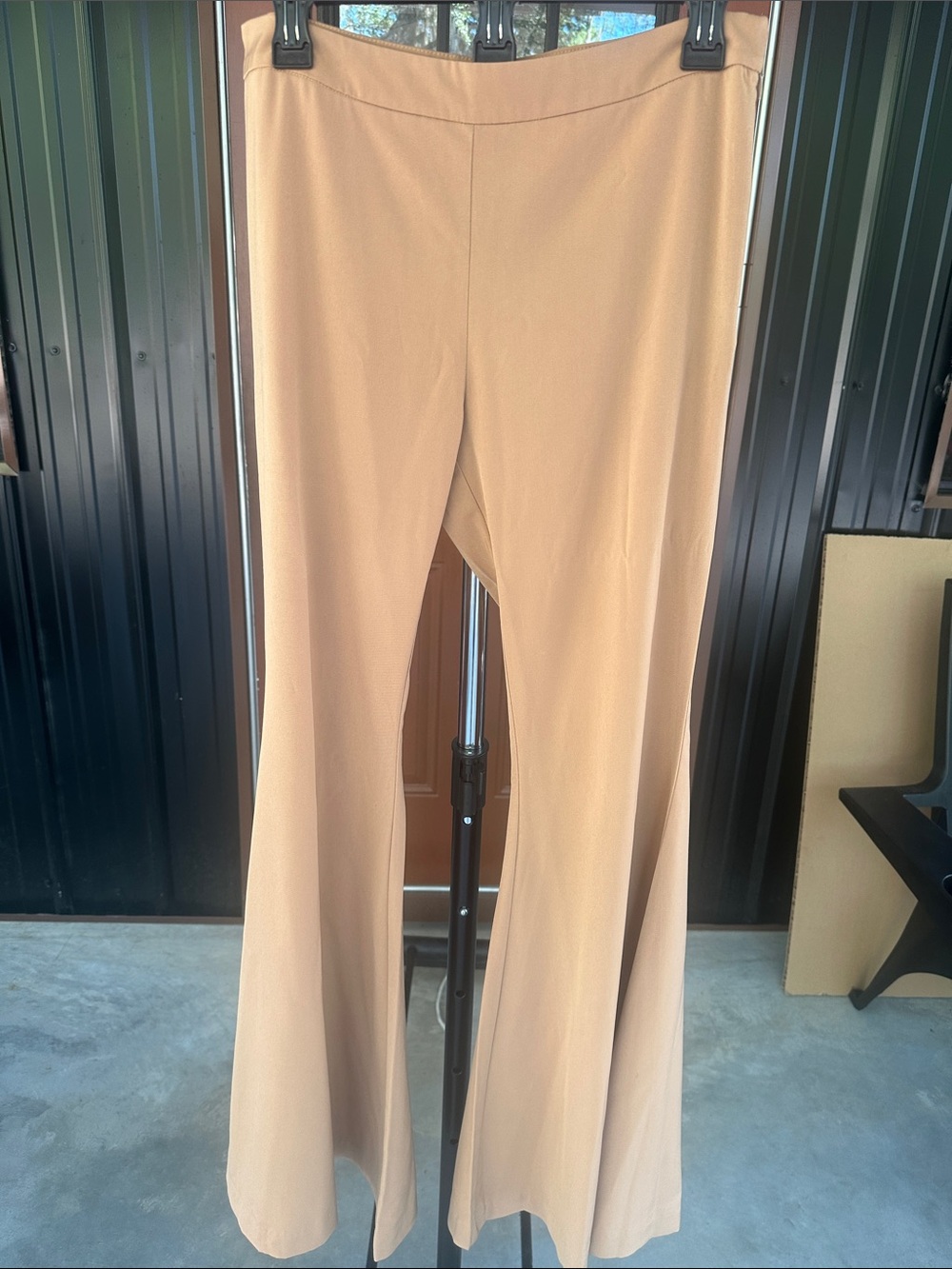 Very J Flared High-Waist Pants in Camel Tan